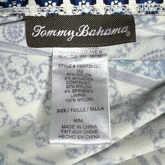 Tommy Bahama Swim Dress Size Medium Blue/White Paisley Terrace Over-the-Shoulder - Picture 11 of 12